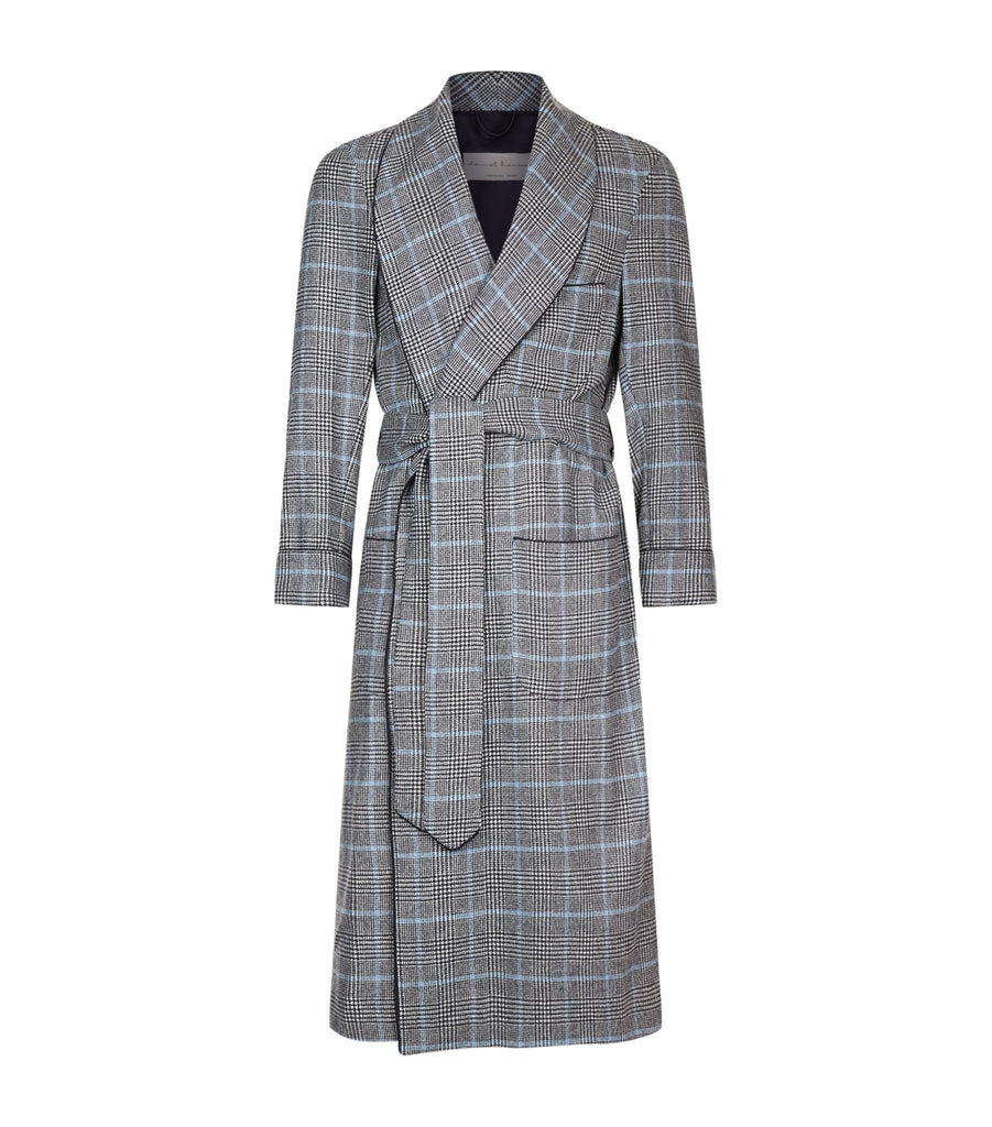 Check Print Wool Robe