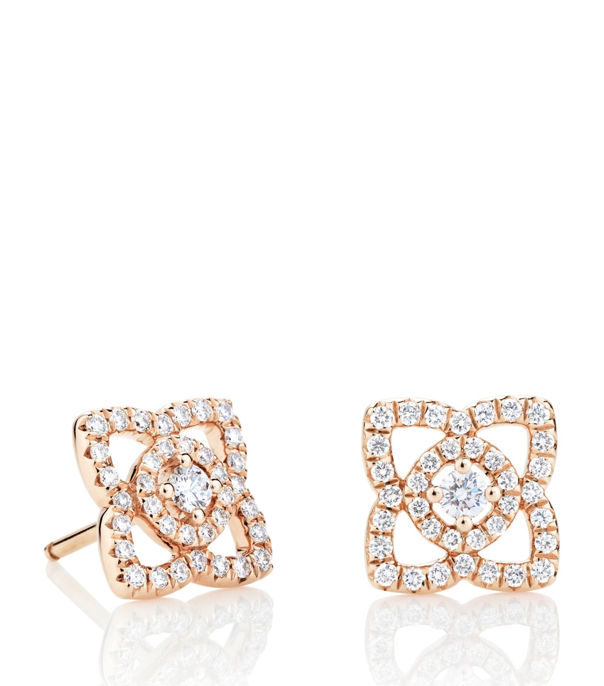 Medium Rose Gold And Diamond Enchanted Lotus Stud Earrings GOODS Harrods   