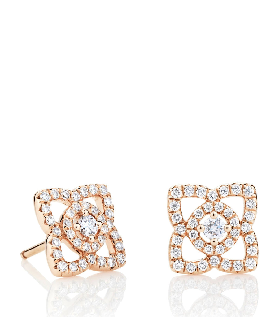 Medium Rose Gold And Diamond Enchanted Lotus Stud Earrings