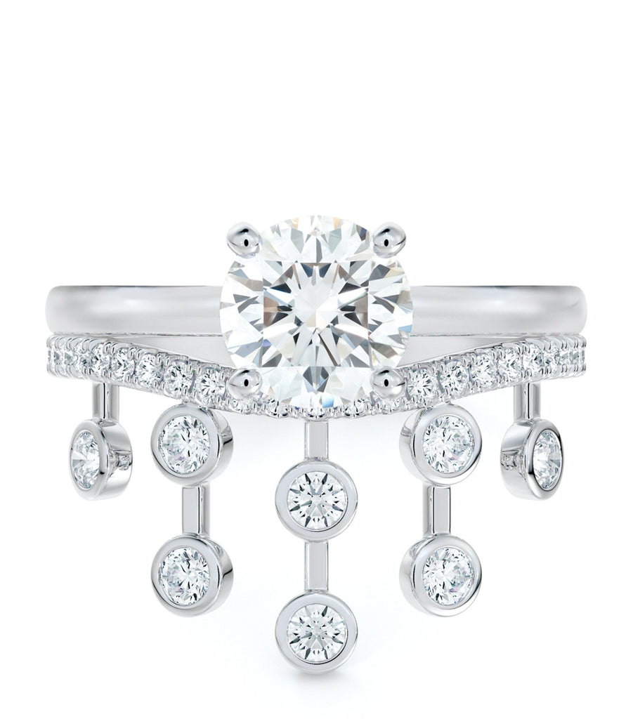 Platinum and Diamond Dewdrop Crown Ring