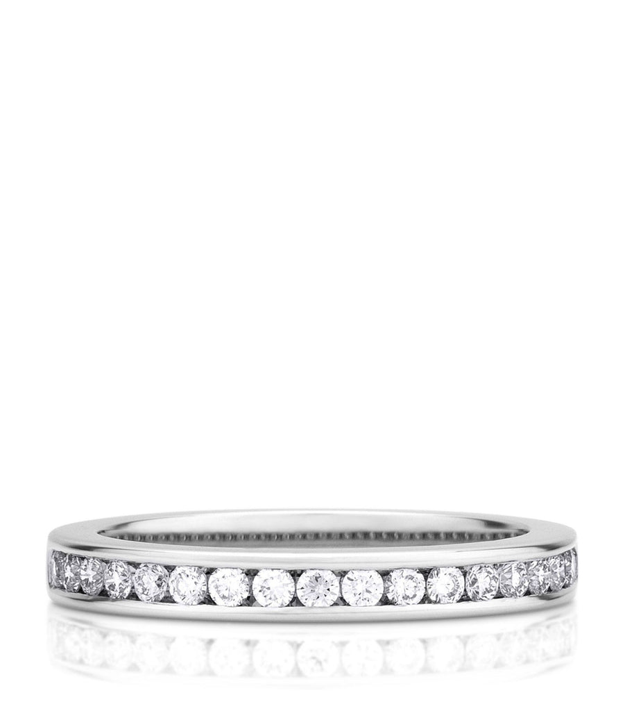 Platinum Half Channel Set Diamond Eternity Band