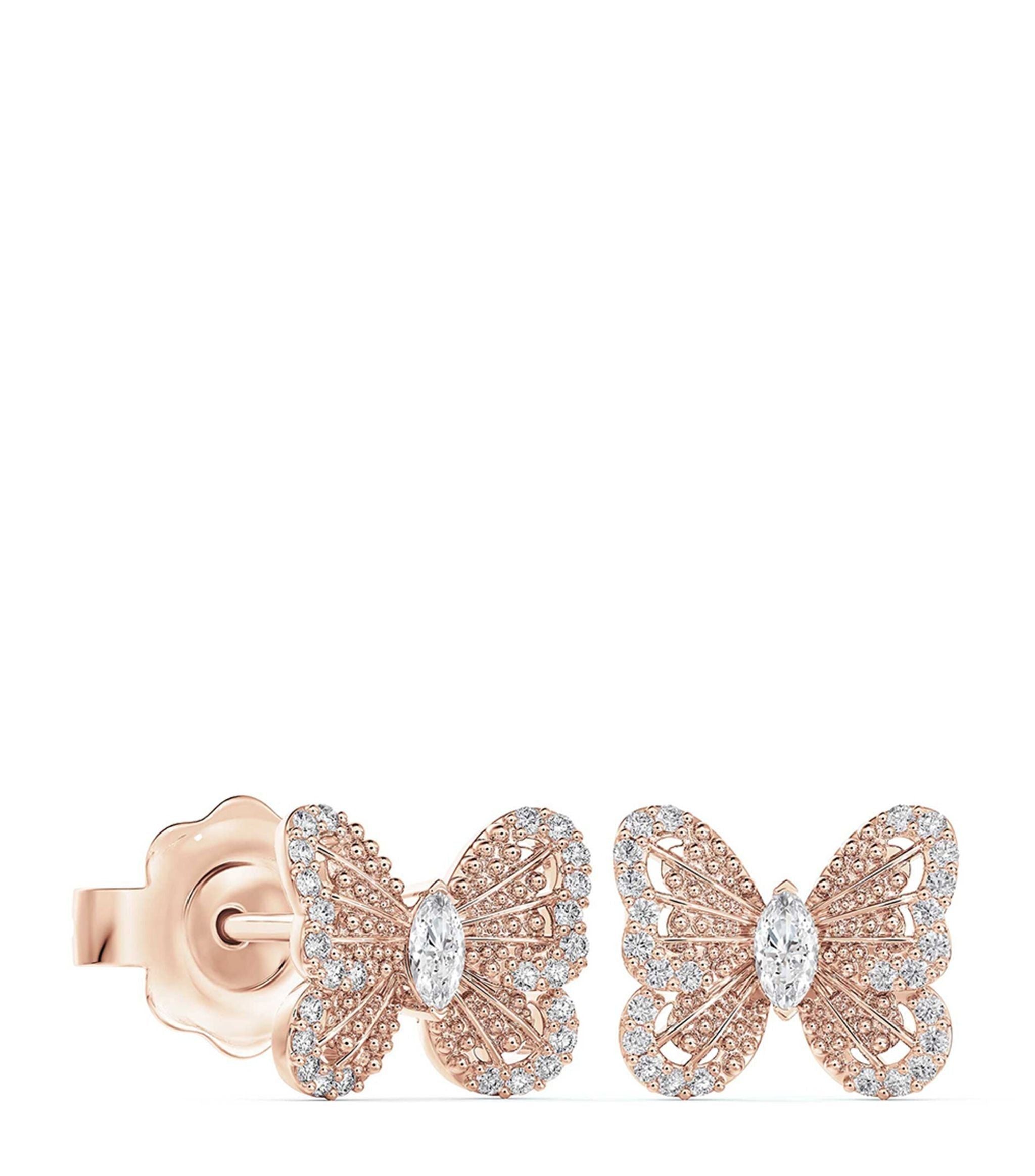 Rose Gold and Diamond Portraits of Nature Butterfly Stud Earrings GOODS Harrods   