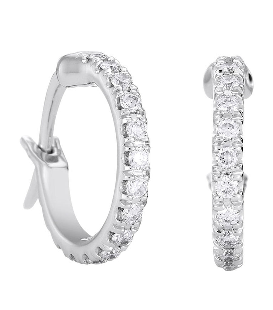 Small White Gold And Micropavé Diamond Hoop Earrings