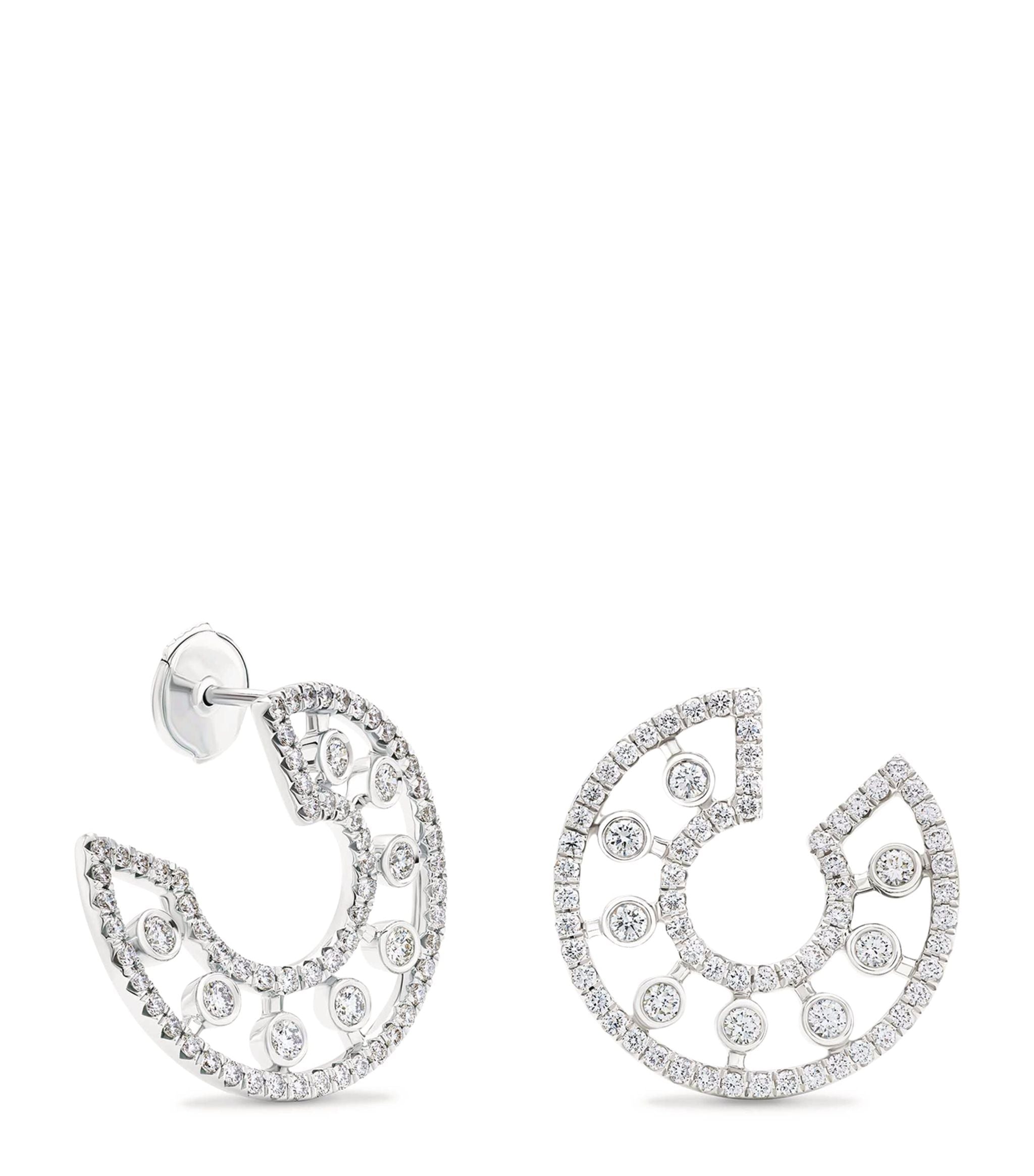 White Gold and Diamond Dewdrop Earrings GOODS Harrods   