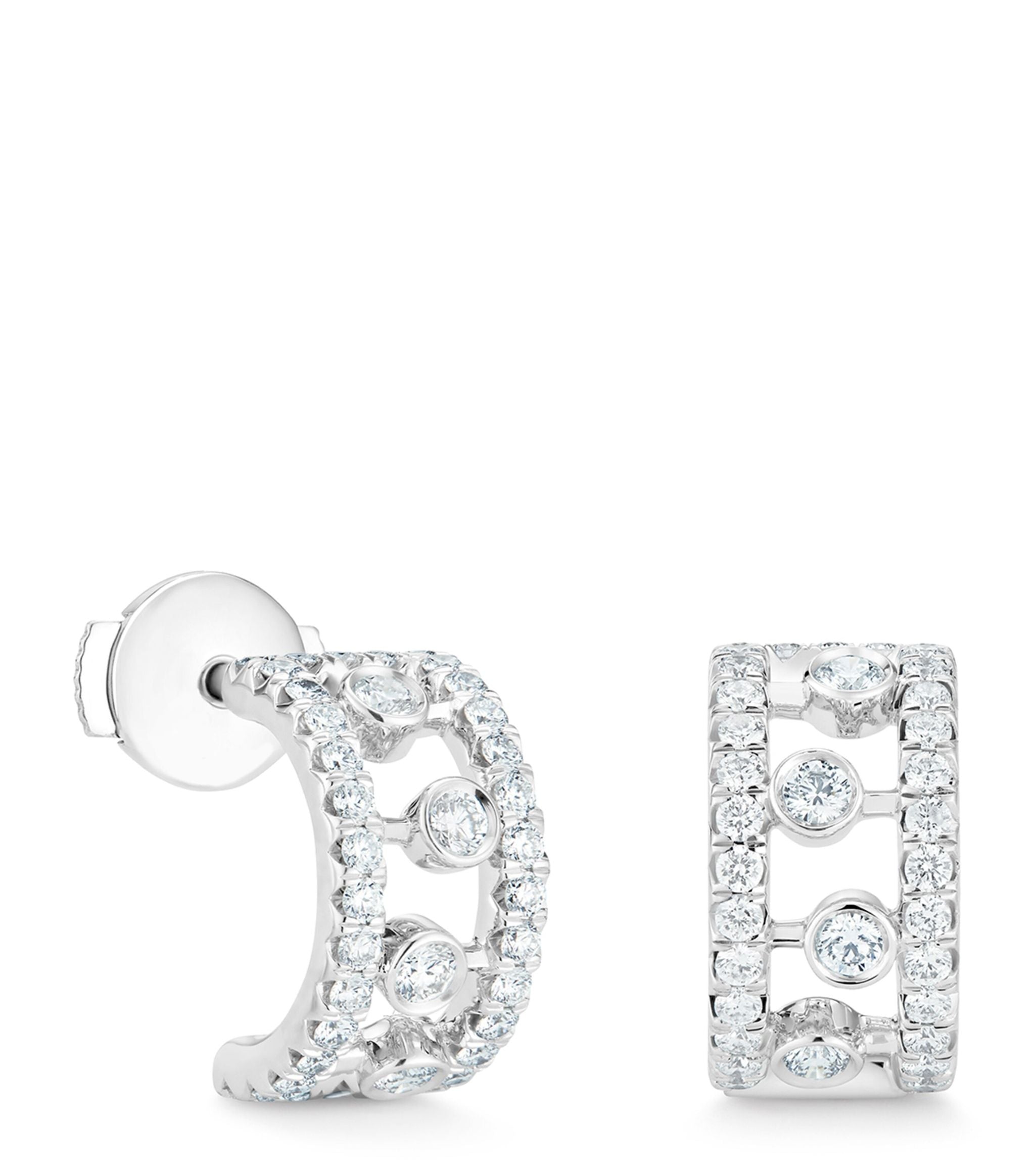 White Gold And Diamond Dewdrop Hoop Earrings GOODS Harrods   