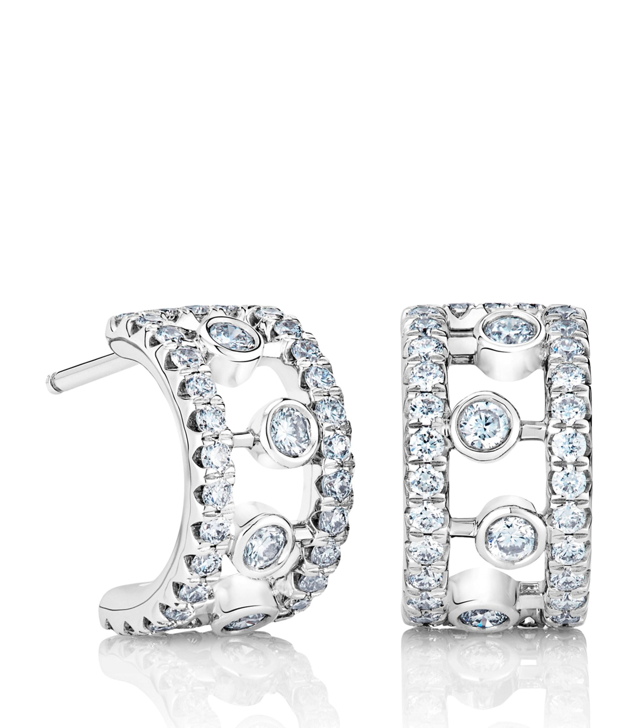 White Gold And Diamond Dewdrop Hoop Earrings GOODS Harrods   