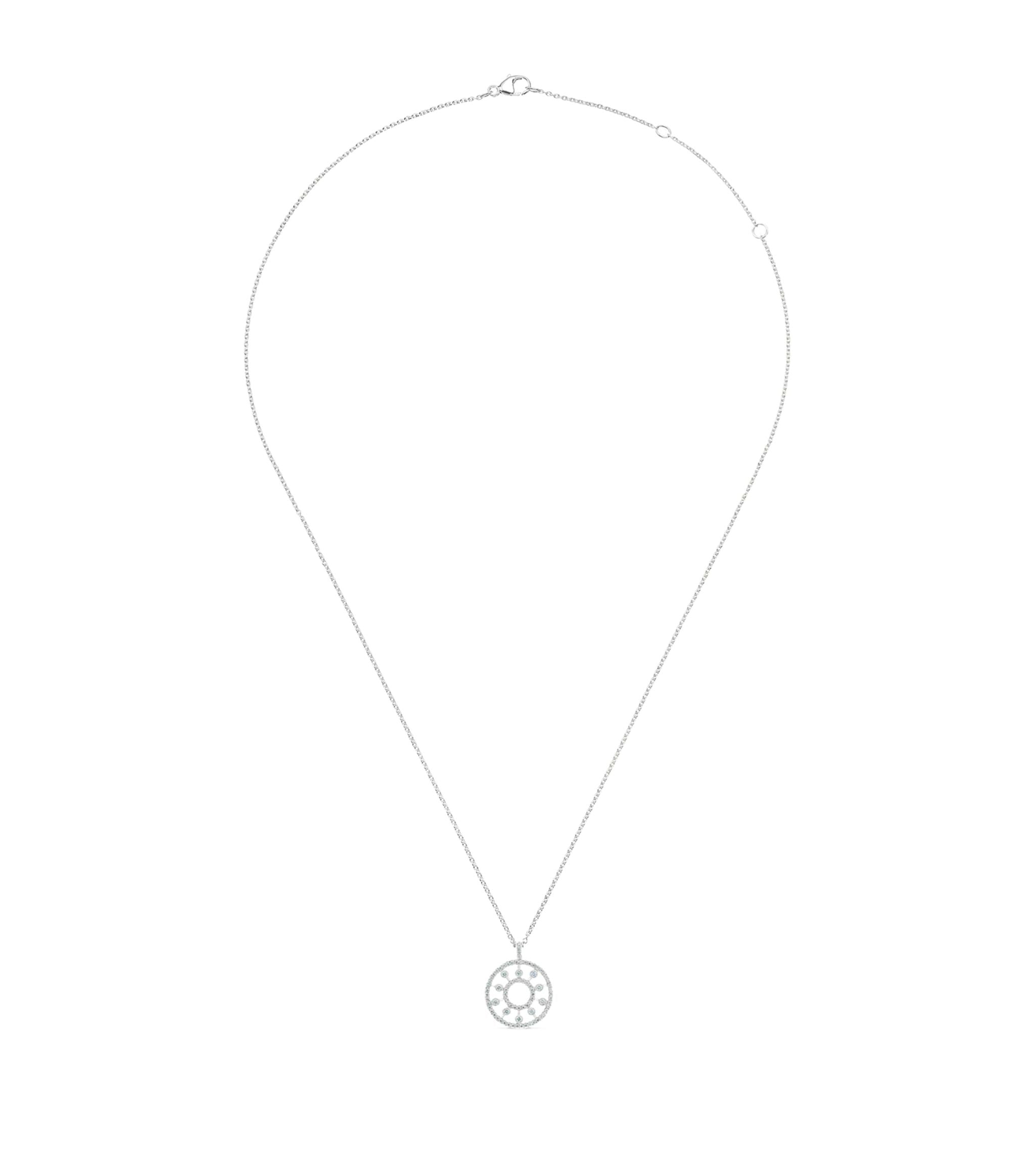 White Gold and Diamond Dewdrop Medallion Necklace GOODS Harrods   