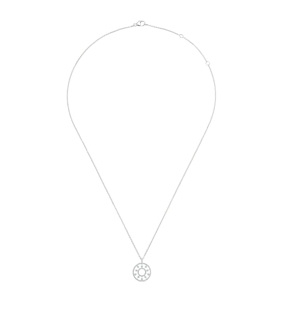 White Gold and Diamond Dewdrop Medallion Necklace