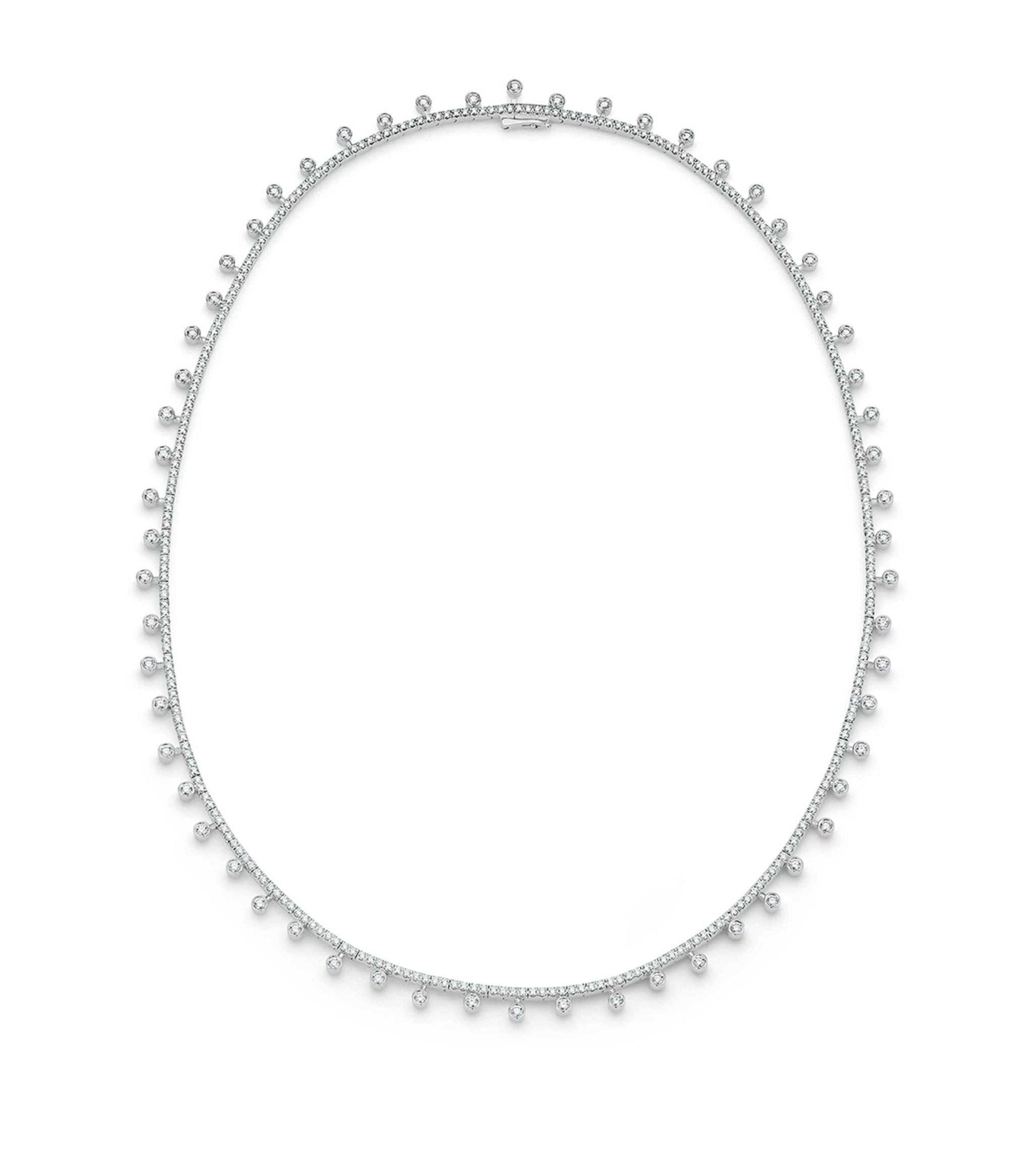 White Gold and Diamond Dewdrop Necklace GOODS Harrods   