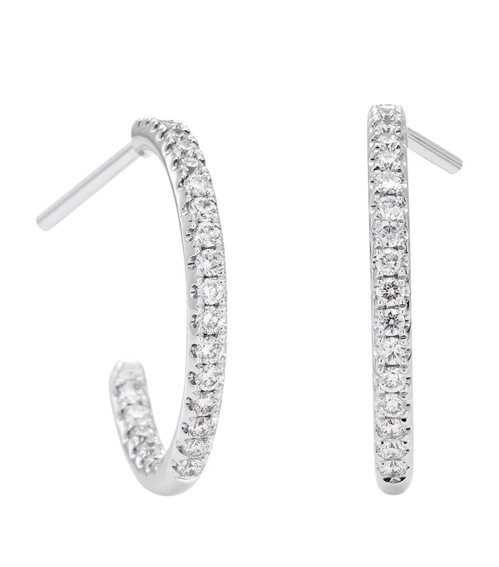 White Gold And Diamond Micropavé Hoop Earrings GOODS Harrods   