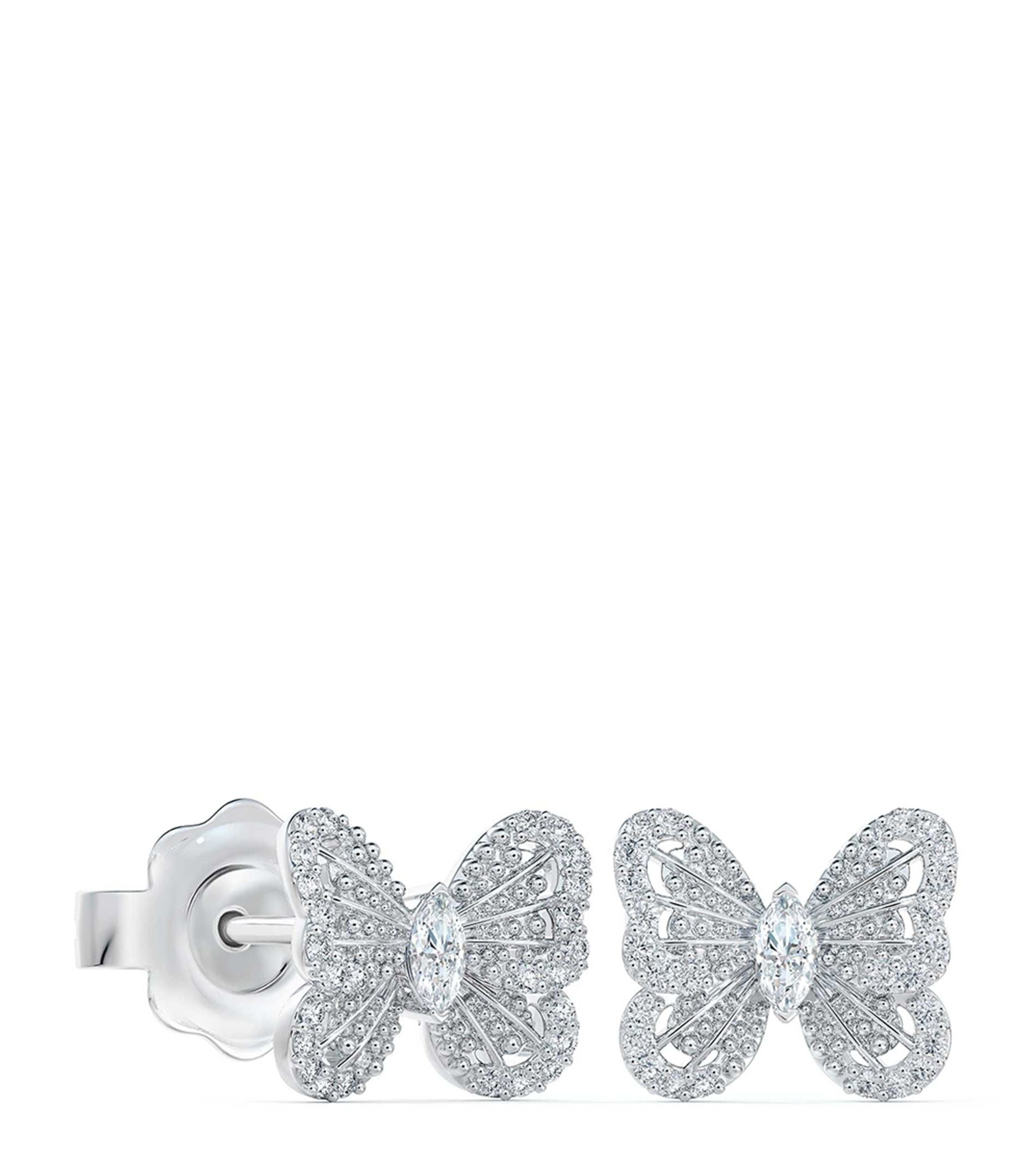 White Gold and Diamond Portraits of Nature Butterfly Stud Earrings GOODS Harrods   