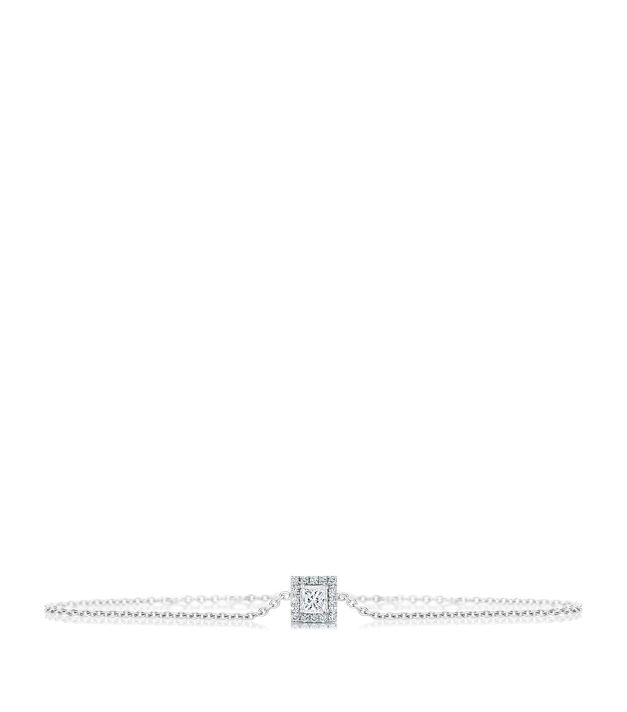 White Gold and Pricess-Cut Diamond My First De Beers Aura Bracelet GOODS Harrods   