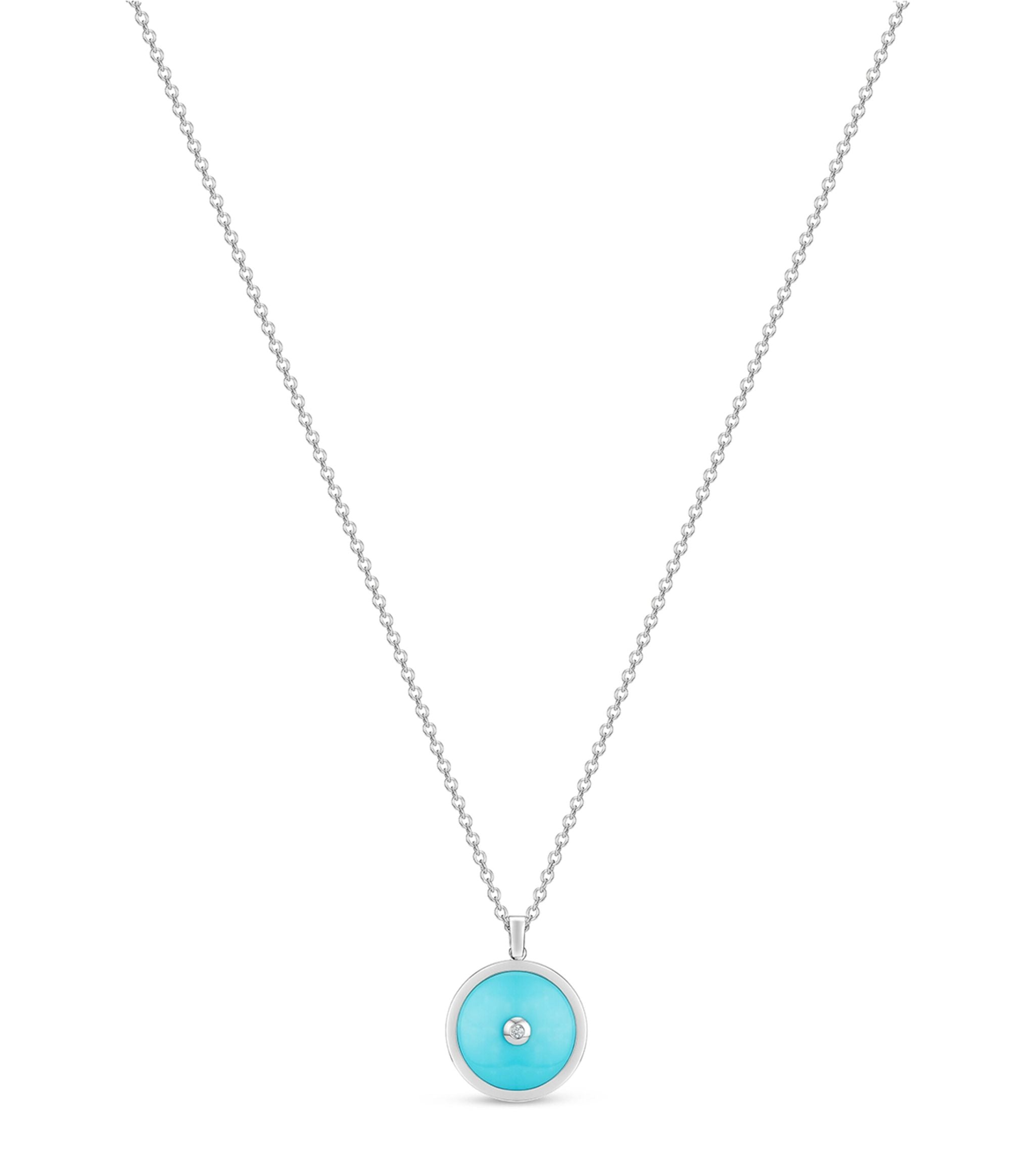 White Gold, Turquoise and Diamond Enchanted Lotus Pendant Necklace GOODS Harrods   