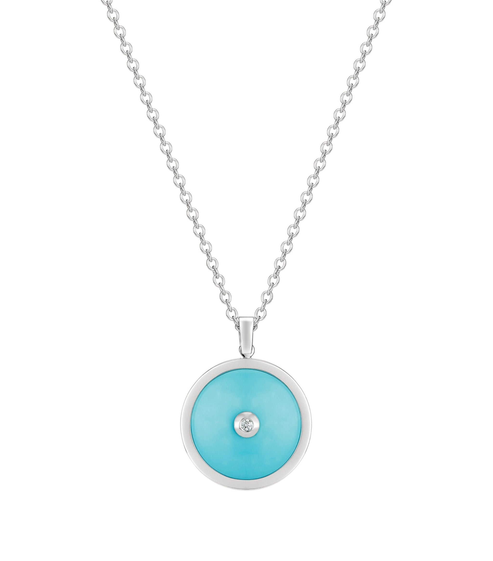 White Gold, Turquoise and Diamond Enchanted Lotus Pendant Necklace GOODS Harrods   