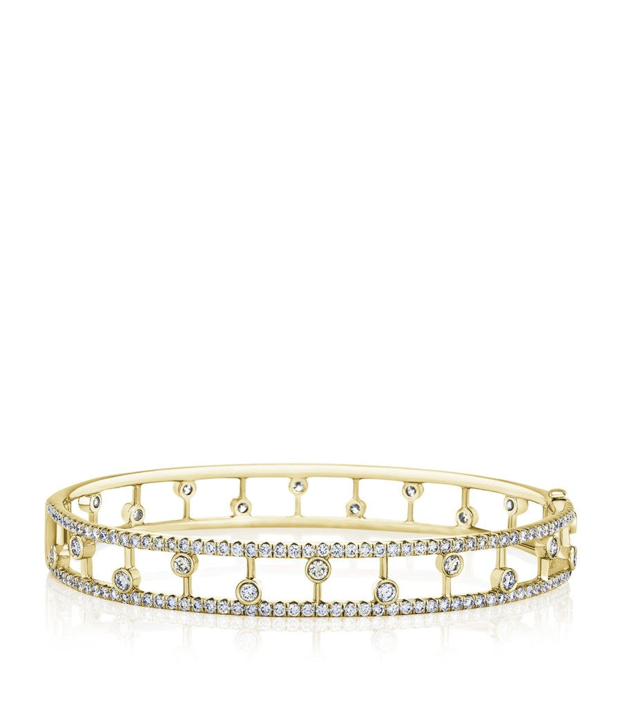 Yellow Gold and Diamond Dewdrop Bangle