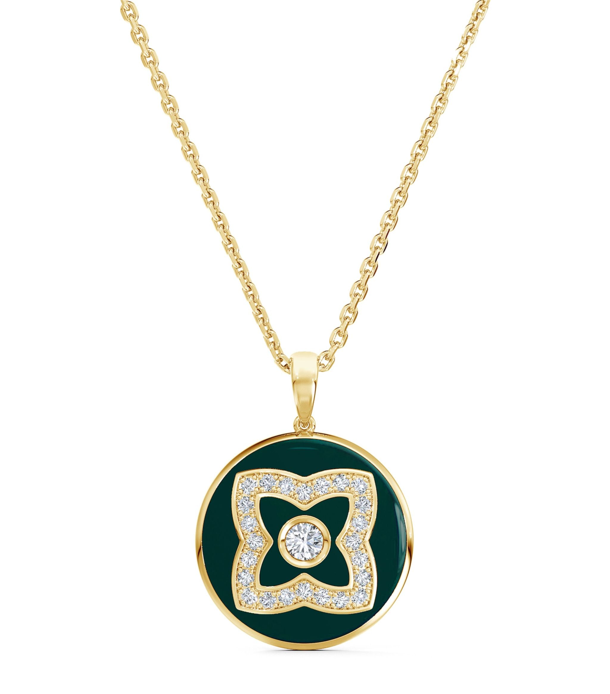 Yellow Gold and Diamond Enchanted Lotus Pendant Necklace GOODS Harrods   