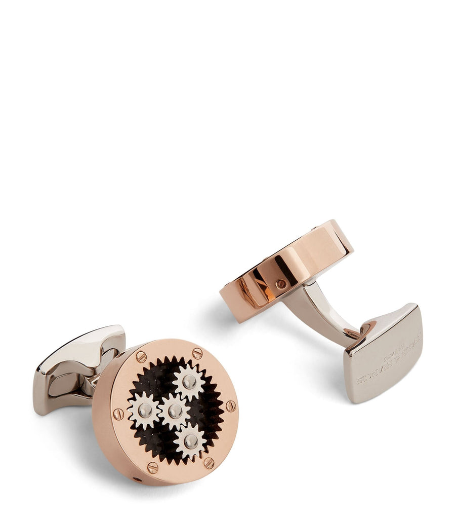 Rose Gold-Plated Sun & Planet Gear Cufflinks