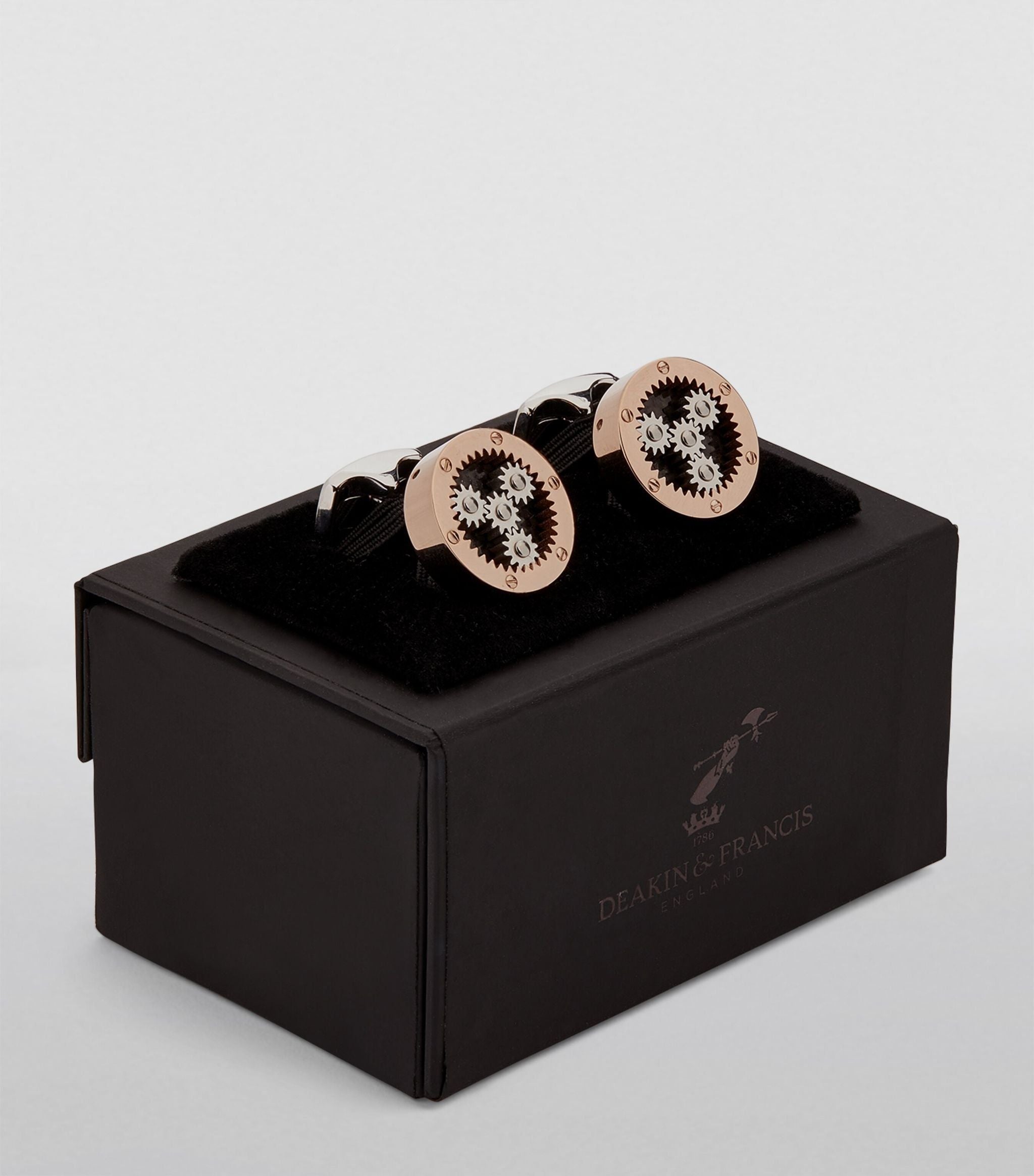 Rose Gold-Plated Sun & Planet Gear Cufflinks GOODS Harrods   