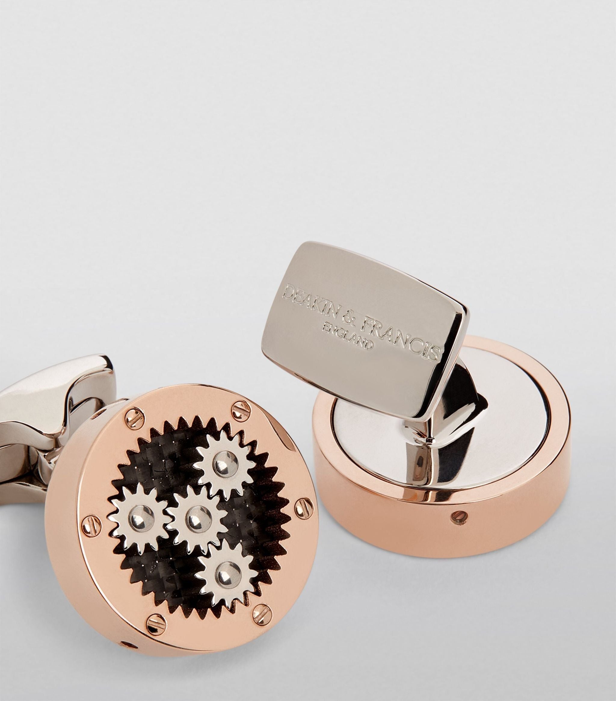 Rose Gold-Plated Sun & Planet Gear Cufflinks GOODS Harrods   