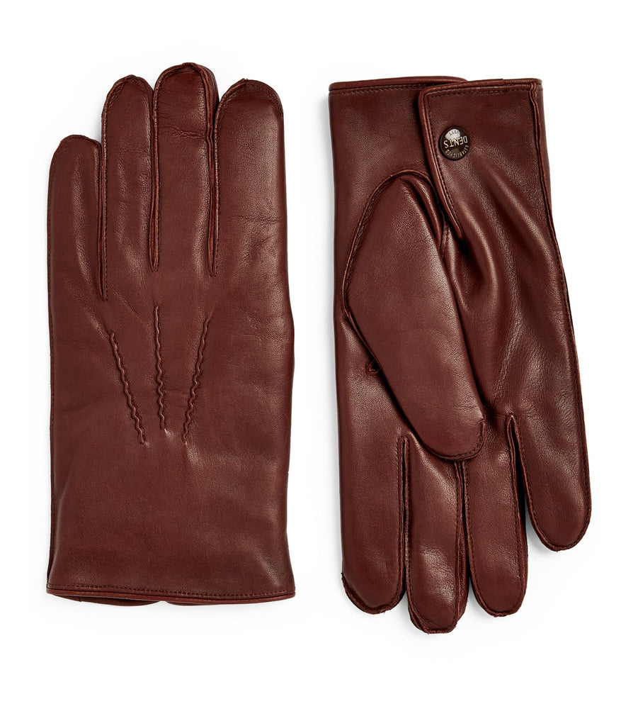 Rabbit Fur-Lined Leather Gloves