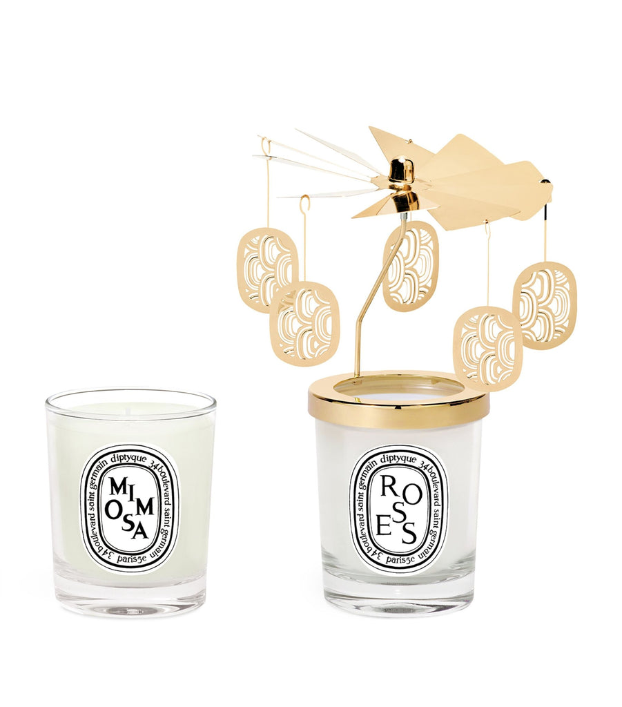 Mimosa and Rose Candles and Carousel Set (2 x 70g)