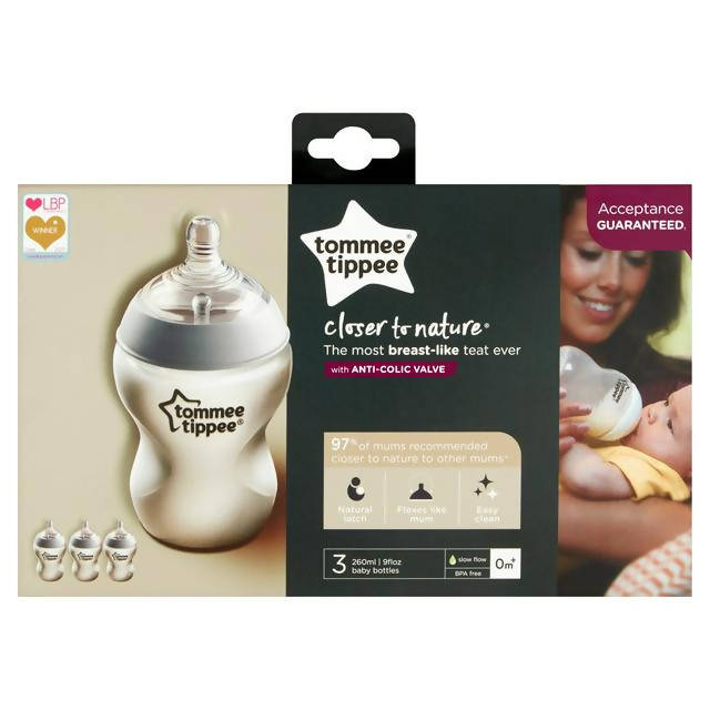 Tommee Tippee Closer To Nature Bottle x3 260ml accessories Sainsburys   