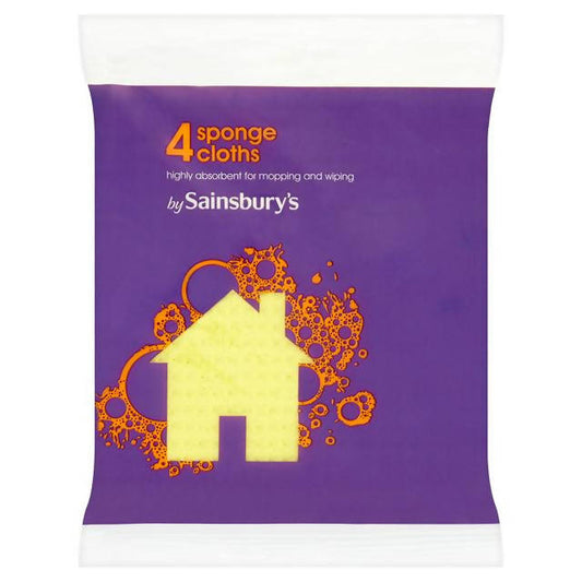 Sainsbury's Sponge Cloths x4 Rubber gloves cloths & sponges Sainsburys   