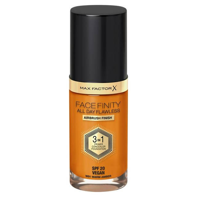 Max Factor Facefinity All Day Flawless 3in1 Foundation 91 Warm Amber 30ml Foundation Sainsburys   