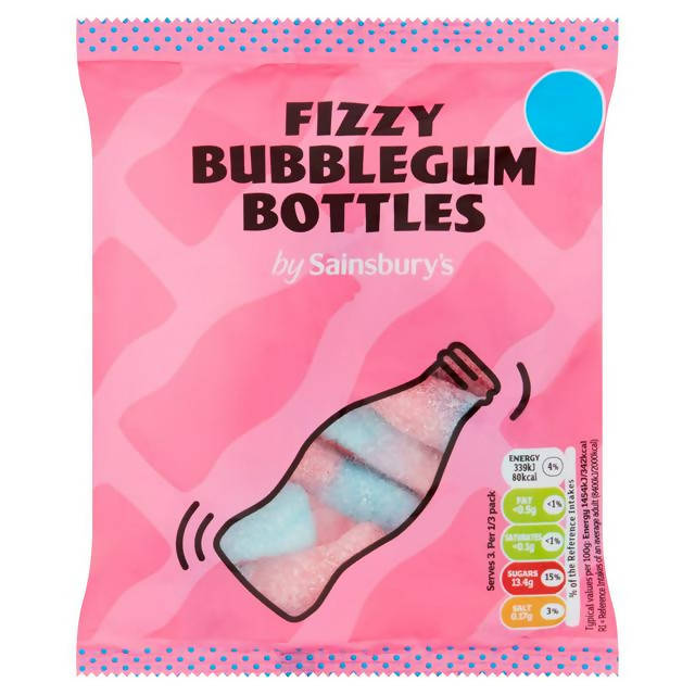 Sainsbury's Fizzy Bubblegum Bottles 70g Mints & chewing gums Sainsburys   