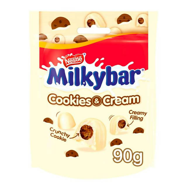 Milkybar Cookies & Cream White Chocolate Bites Pouch Sharing Bag 90g Chocolate pouches & bags Sainsburys   