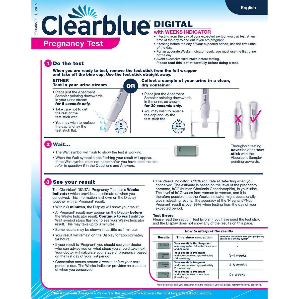 Clearblue Digital Pregnancy Test Sticks, 2x2 count Family Planning & Sexual Health Costco UK   