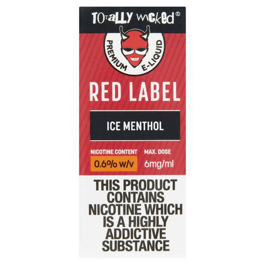 Totally Wicked Red Label Premium E-Liquid Ice Menthol 10ml (6mg) smoking control Sainsburys   