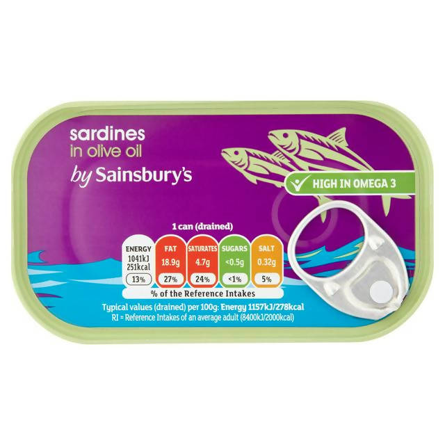 Sainsbury's Sardines in Olive Oil 120g (90g*)