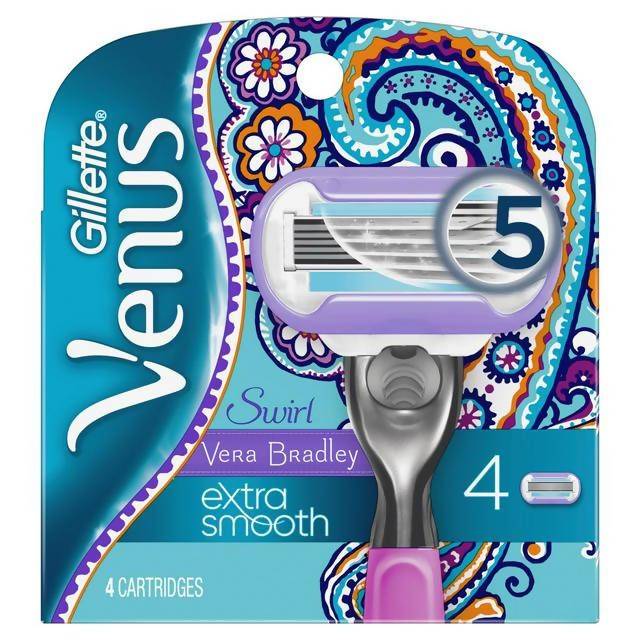 Gillette Venus Vera Bradley Extra Smooth Razor Blade Refills x4