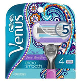 Gillette Venus Vera Bradley Extra Smooth Razor Blade Refills x4 women's shaving Sainsburys   