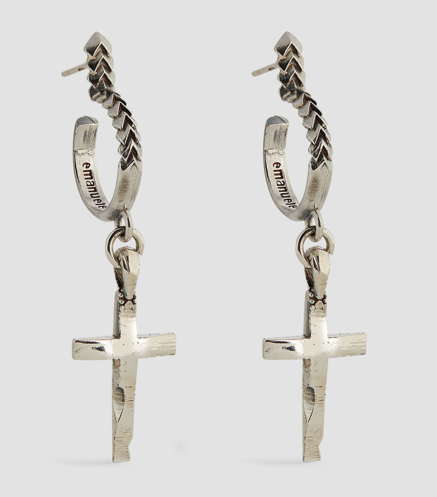 Silver Cross Single Drop Earring