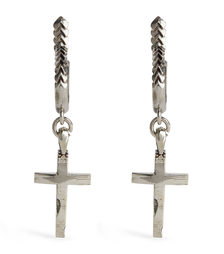 Silver Cross Single Drop Earring