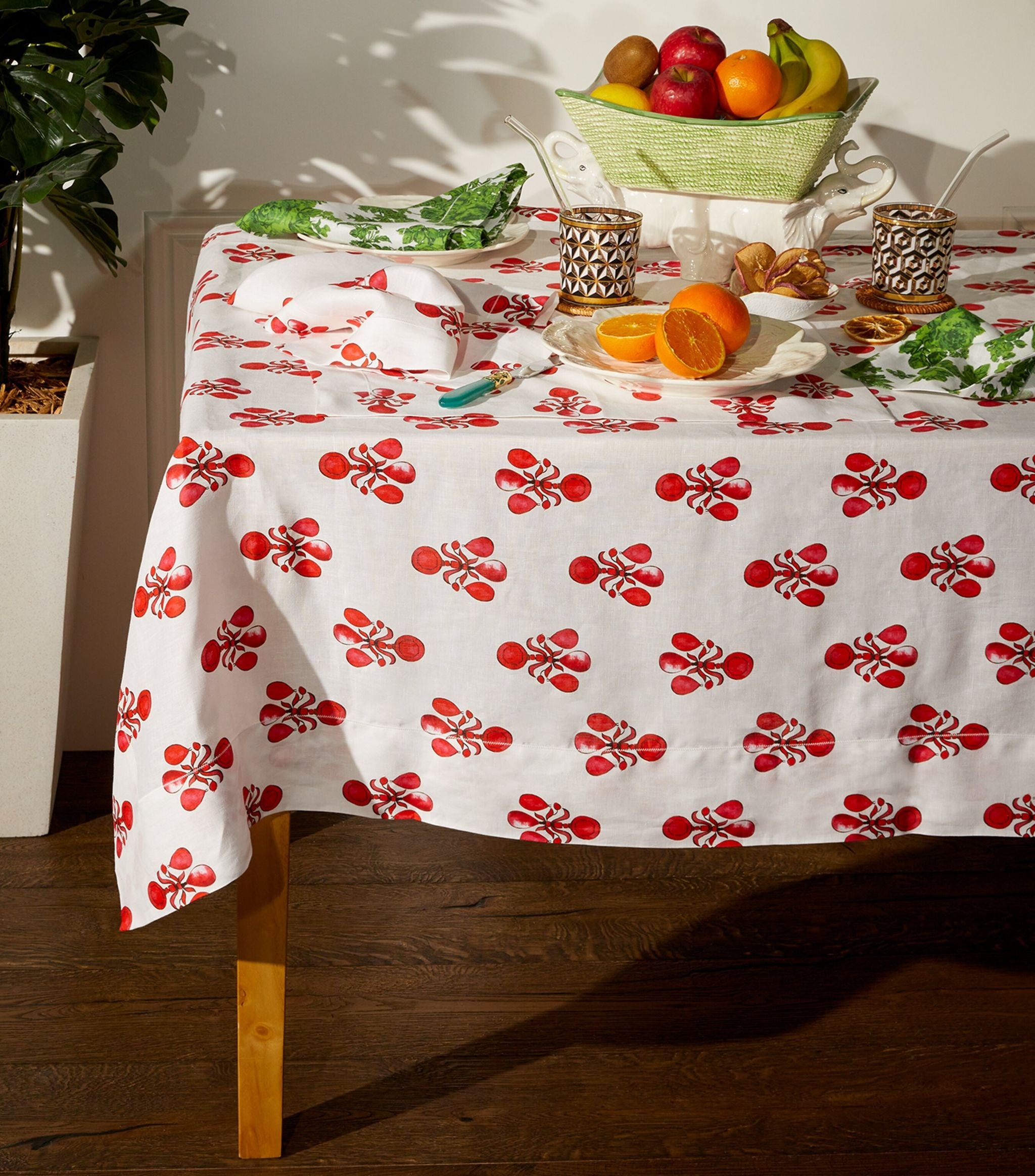 Linen Jewel Print Tablecloth (300cm x 205cm) GOODS Harrods   