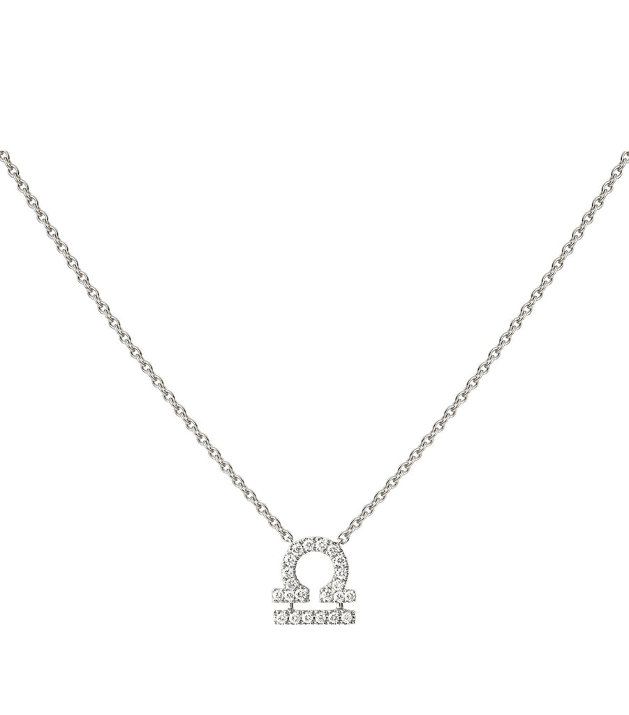 White Gold and Diamond Zodiac Libra Necklace