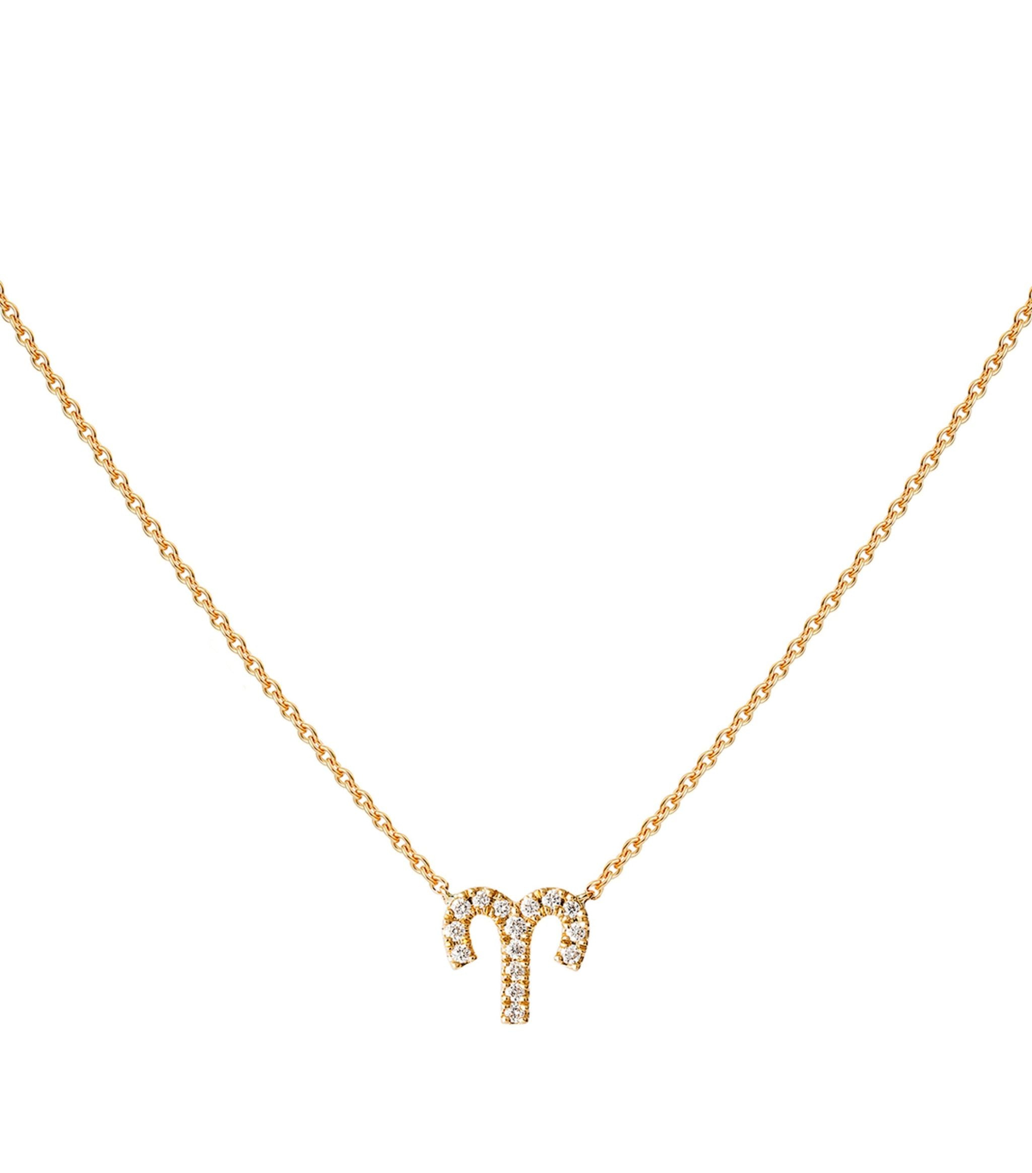 Yellow Gold and Diamond Zodiac Aries Necklace GOODS Harrods   