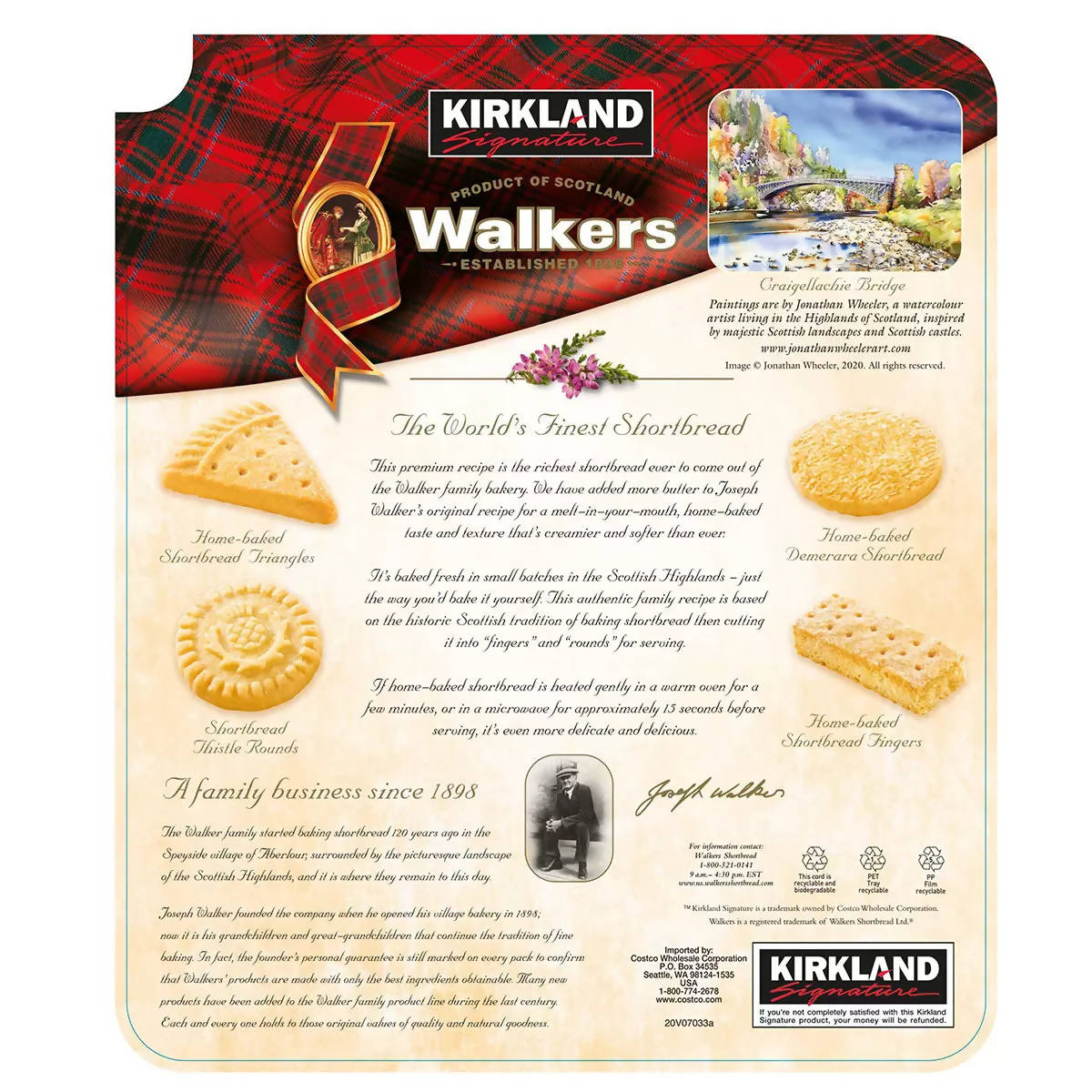 Kirkland Signature Walkers Premium Shortbread Selection, 2.1kg Tin Biscuits, Crackers & Bread Costco UK   