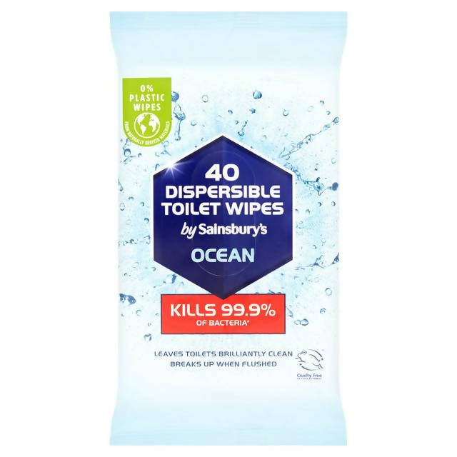 Sainsbury's Dispersible Toilet Wipes, Ocean x40