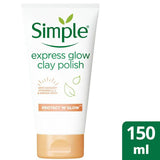 Simple Protect 'N' Glow Clay Polish Cleanser Express Glow 150ml Masks Boots   