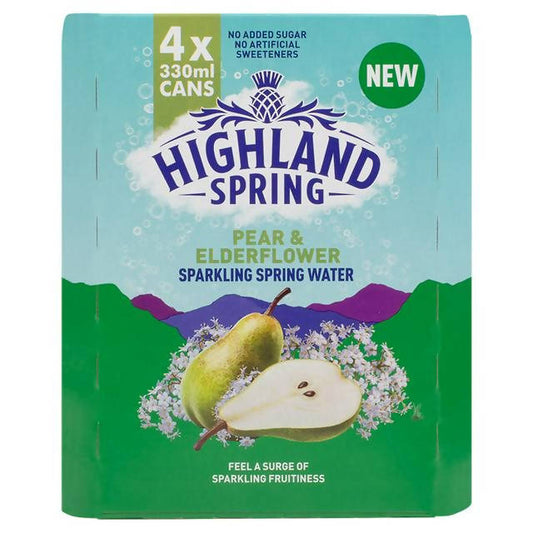 Highland Spring Pear & Elderflower Sparkling Water 330ml Flavoured & vitamin water Sainsburys   