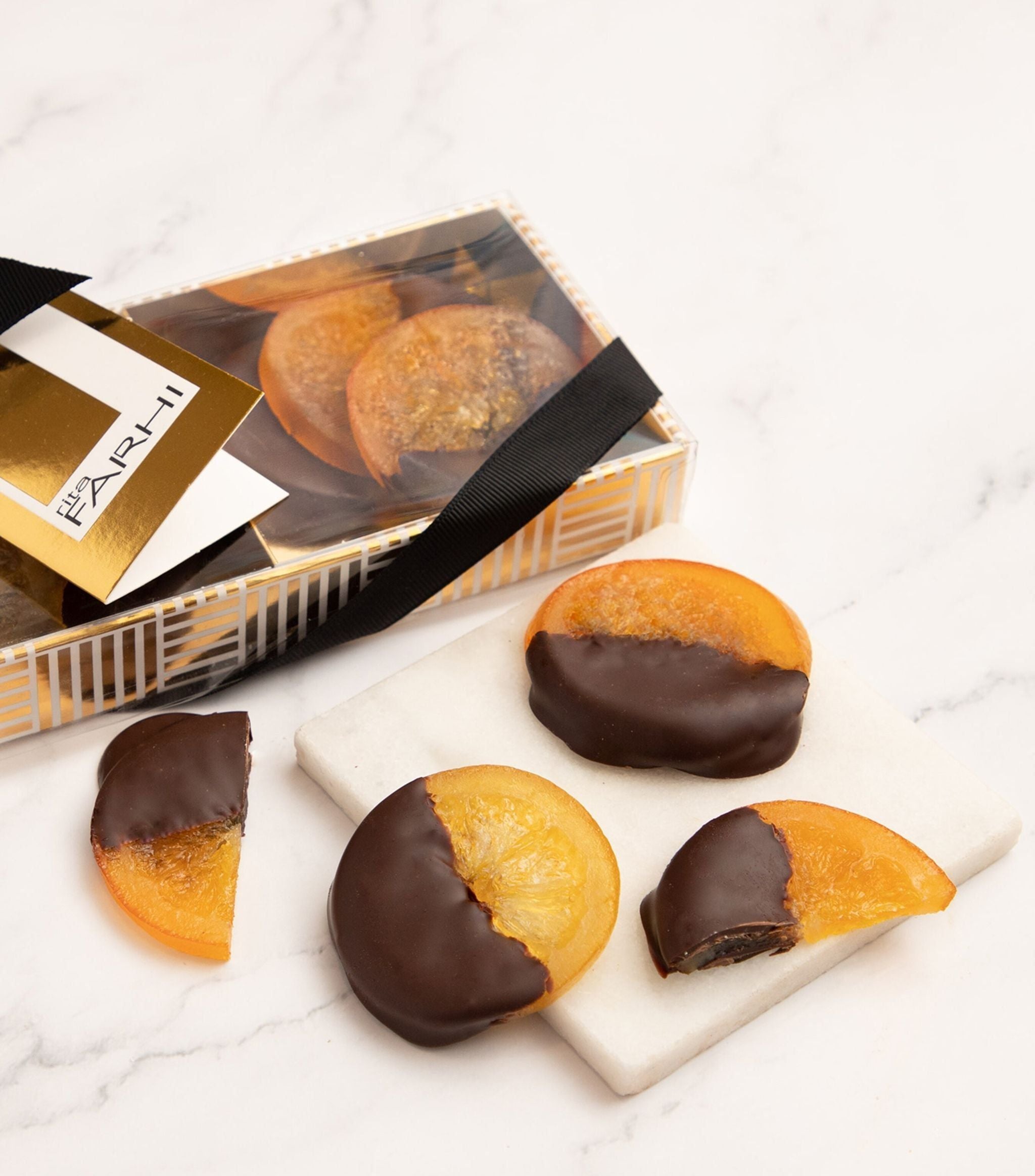 Candied Orange and Lemon Slices Dipped in Dark Chocolate (188g) GOODS Harrods   