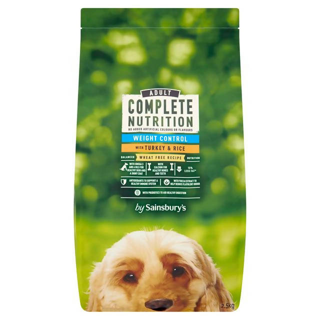 Sainsbury's Complete Nutrition Adult Dry Dog Food Weight Control with Turkey & Rice 2.5kg