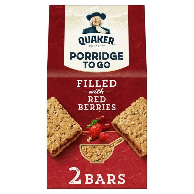 Quaker Porridge To Go Filled with Red Berries Breakfast Bar 2x65g