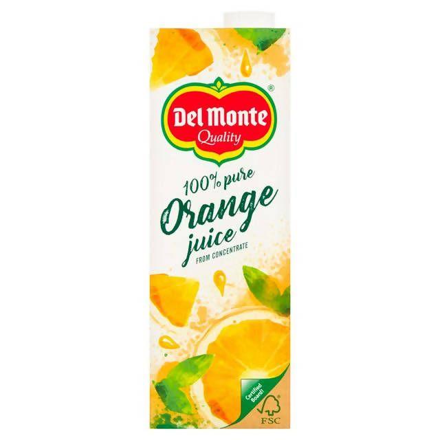 Del Monte 100% Pure Orange Juice from Concentrate 1L All long life juice Sainsburys   