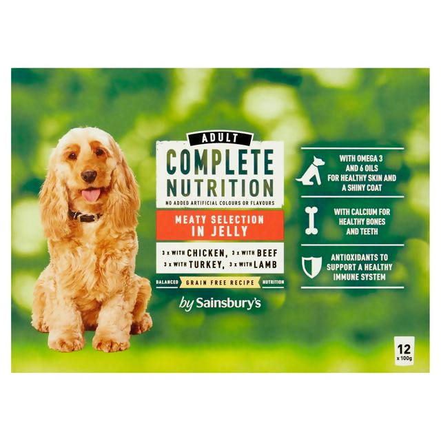 Sainsbury's Complete Nutrition Adult Dog Food Meat Selection in Jelly 12 x 100g