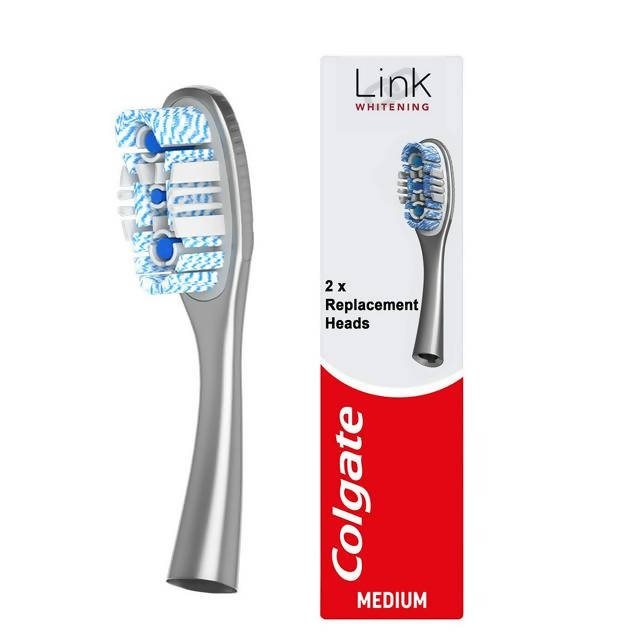 Colgate Link Whitening Medium Replacement Toothbrush Heads x2